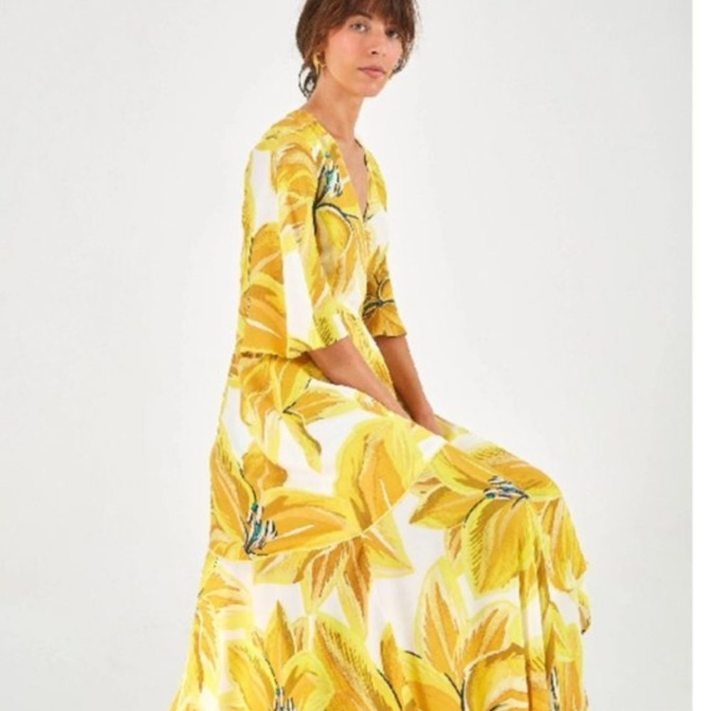 FARM Rio Yellow Floral Maxi Dress